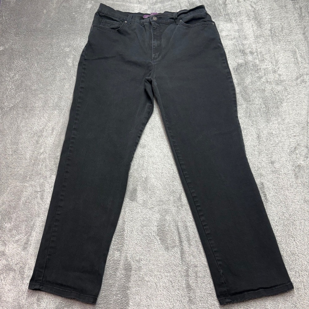 Gloria Vanderbilt Amanda Jean Women Size 14 Black Good Tapered High Rise Stretch